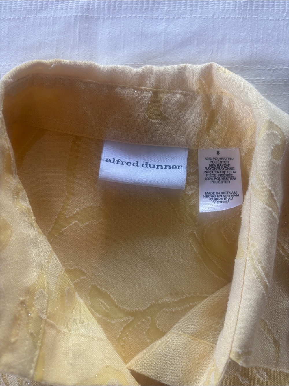 Alfred Dunner Pale Yellow Floral Jacquard Blouse 208 - Picture 4 of 8